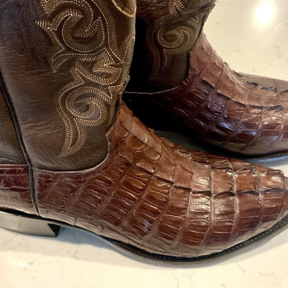Lucchese Men\'s Western Cowboy Boots Brown Leather, Size 10.5 (2E width)